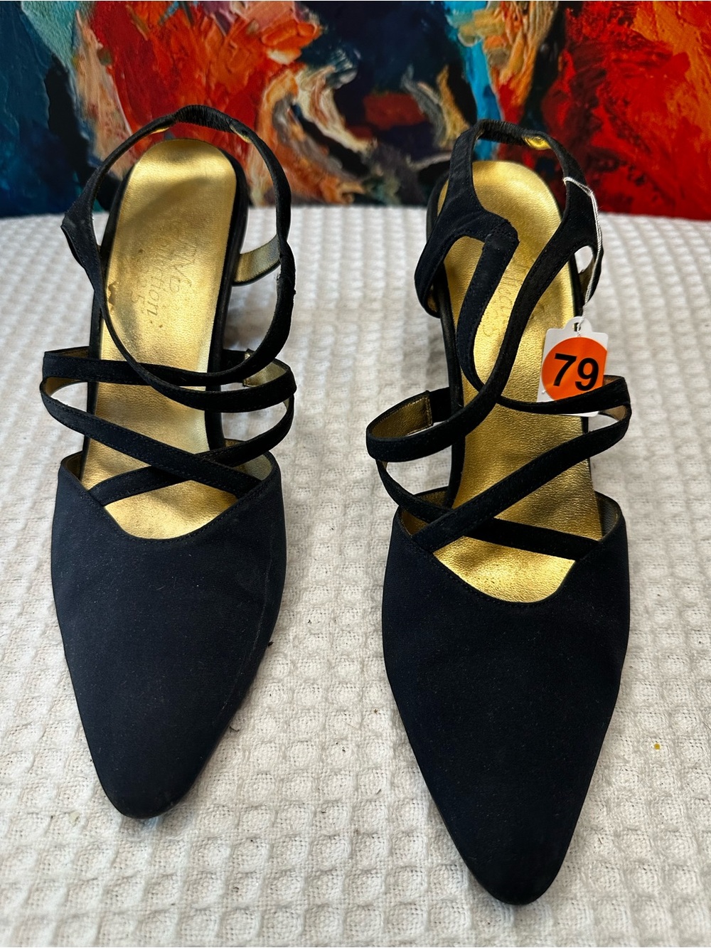No. 79 PM Collection by 925 Black Strappy Slingback Heels, women’s 9M